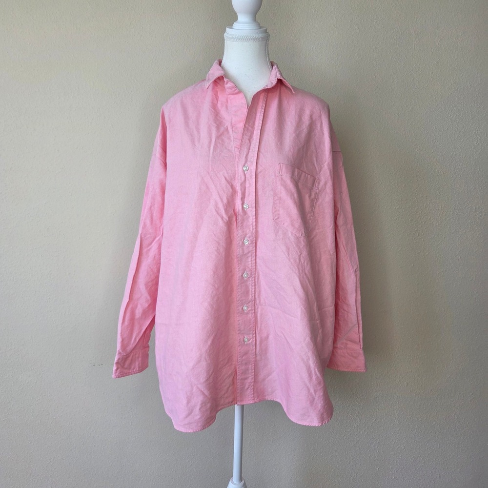 Frank & Eileen Shirley Pink Cotton Oxford Oversized Button Up Shirt M Italy